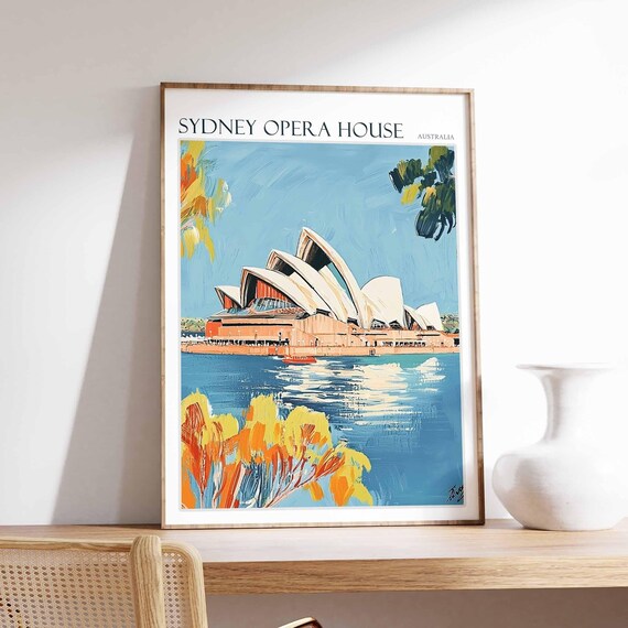 Sydney Opera House Australia Close View Sails Tropical Flowers Poster