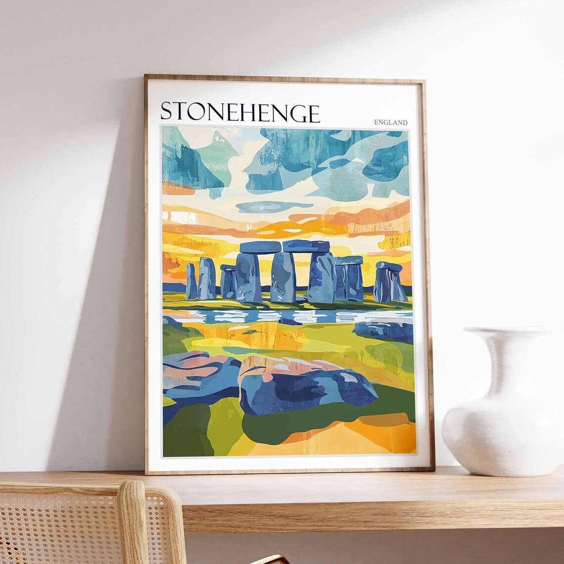 Stonehenge England Ancient Stones Golden Sunset Sky Abstract Poster