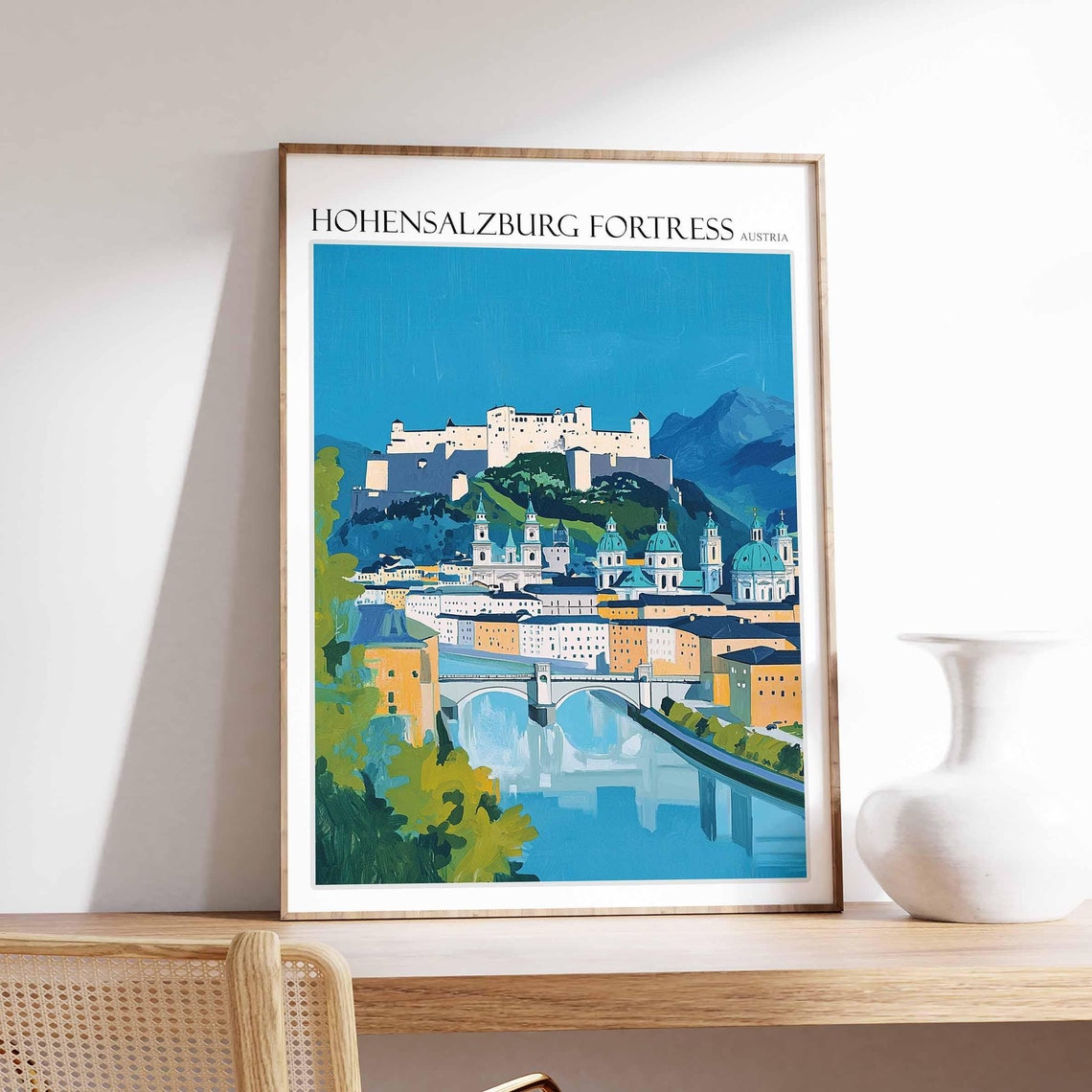 Hohensalzburg Fortress Poster Hohensalzburg Fortress Travel Print Austria Travel Print Europe Travel Poster European Wall Art