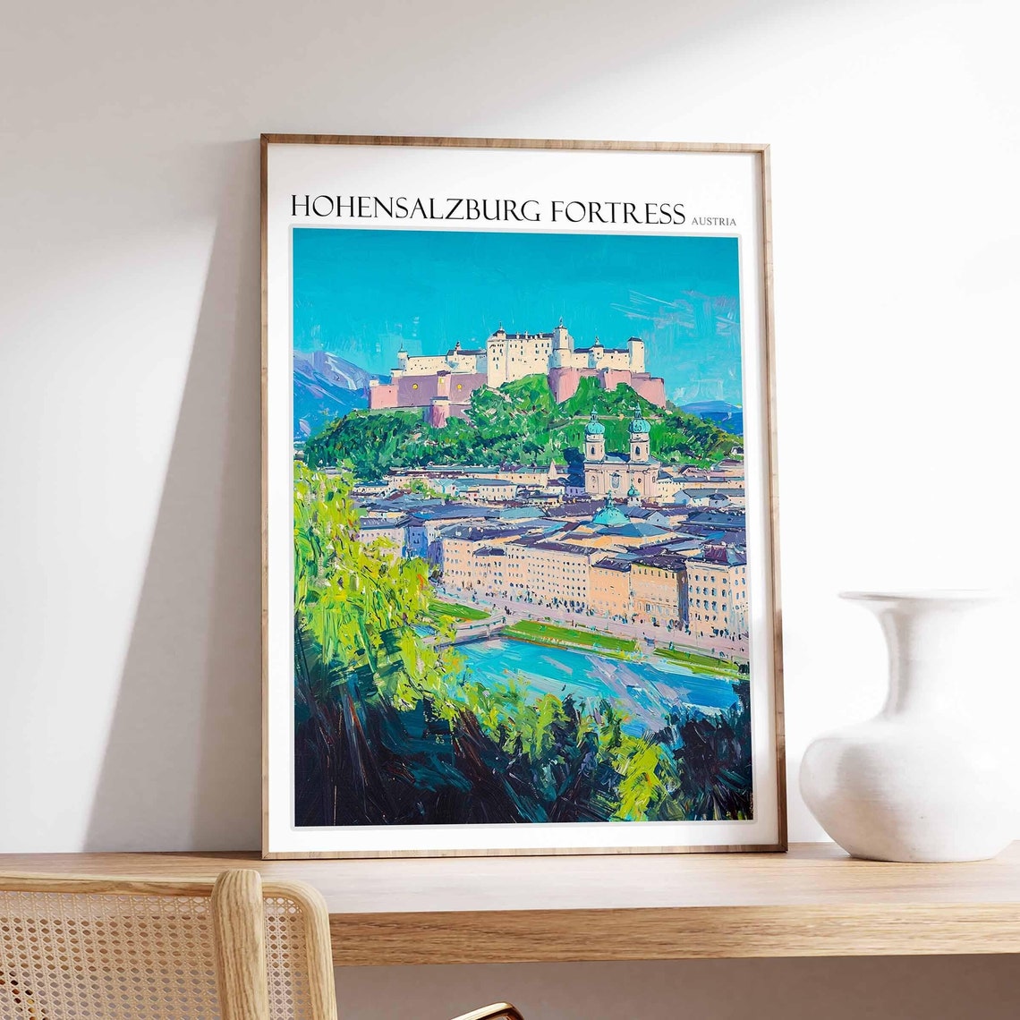 Hohensalzburg Fortress Poster Hohensalzburg Fortress Travel Print Austria Travel Print Europe Travel Poster European Wall Art