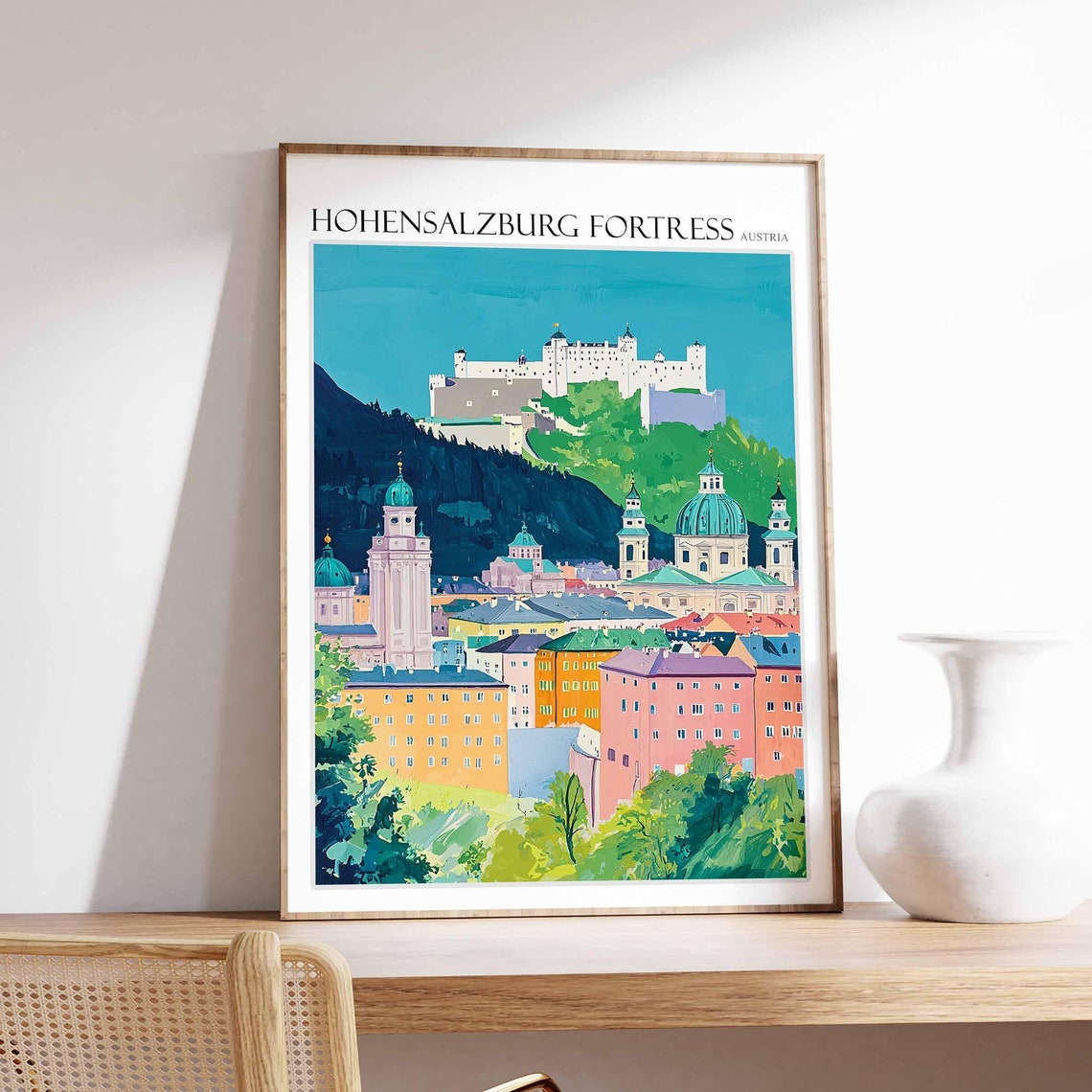 Hohensalzburg Fortress Poster Hohensalzburg Fortress Travel Print Austria Travel Print Europe Travel Poster European Wall Art