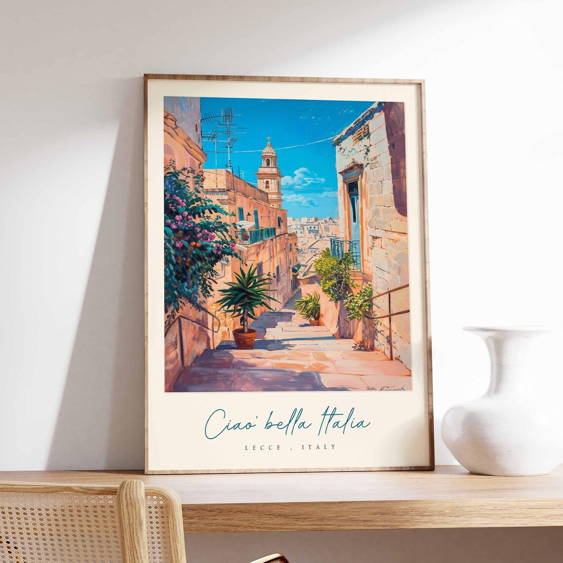 Lecce Italy Sunlit Stone Alley Mediterranean Street Scene Poster