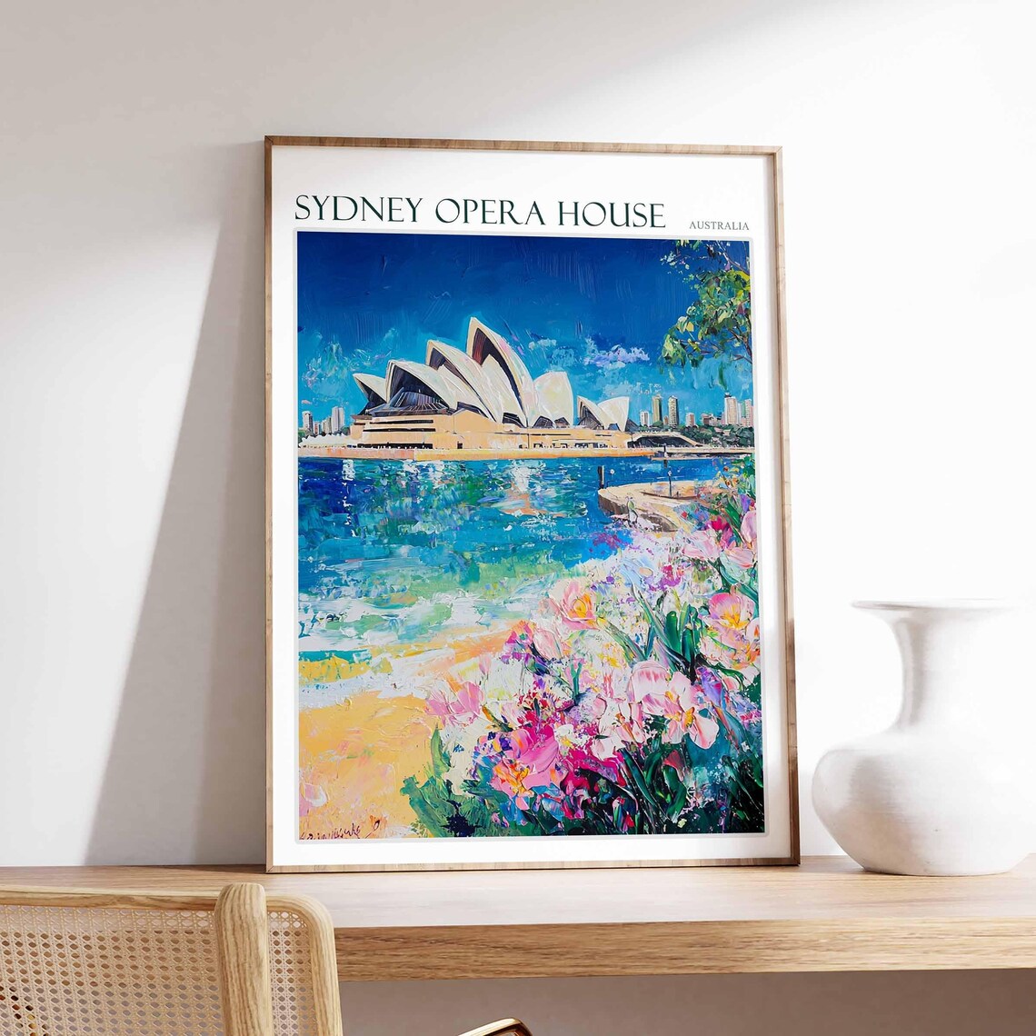 Sydney Opera House Australia Floral Foreground Bright Paint Poster