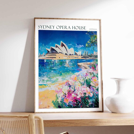 Sydney Opera House Australia Floral Foreground Bright Paint Poster