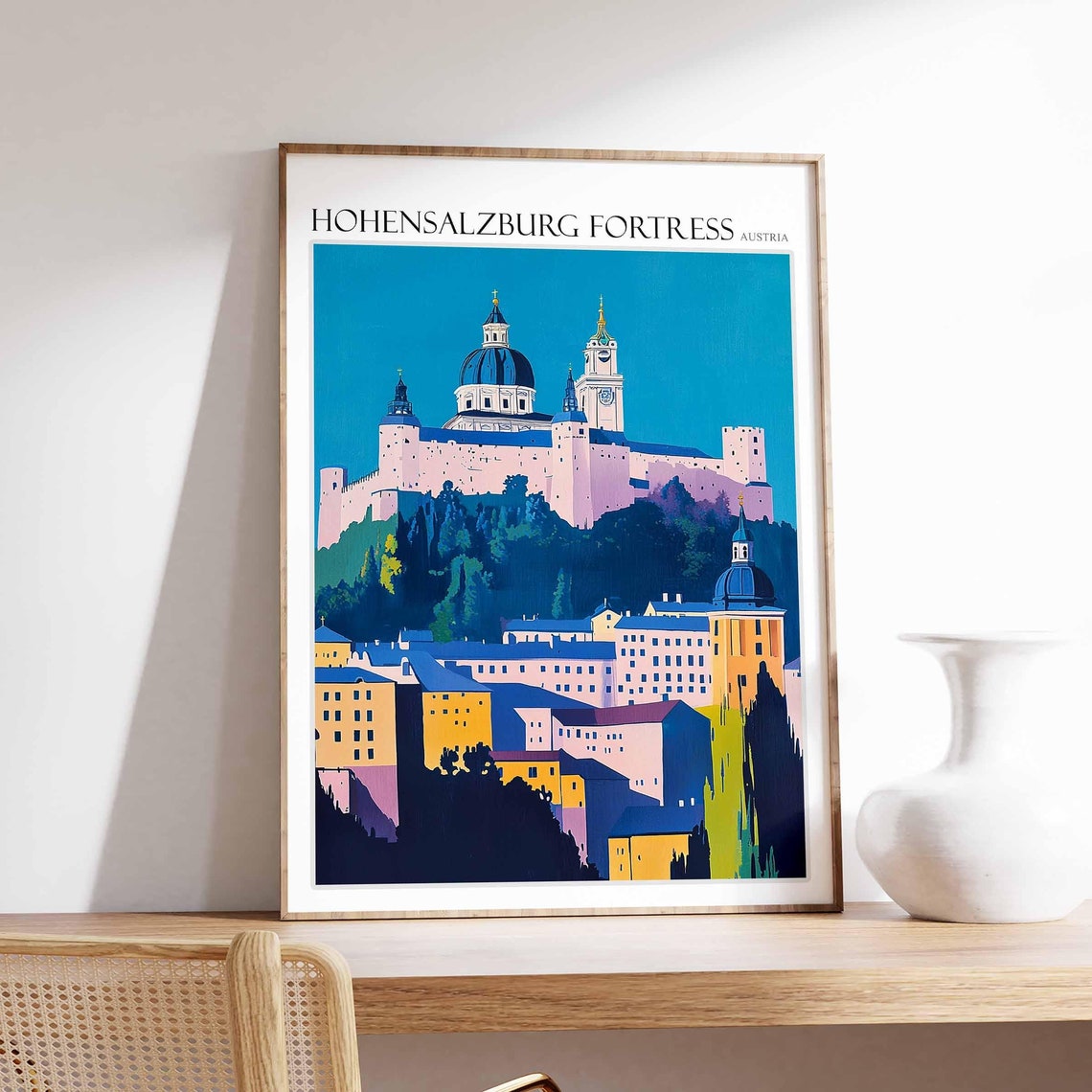 Hohensalzburg Fortress Poster Hohensalzburg Fortress Travel Print Austria Travel Print Europe Travel Poster European Wall Art