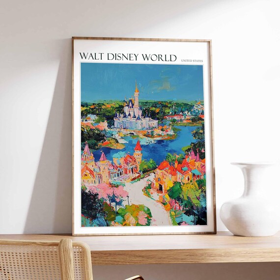 Walt Disney World Travel Poster, Tropical Decor