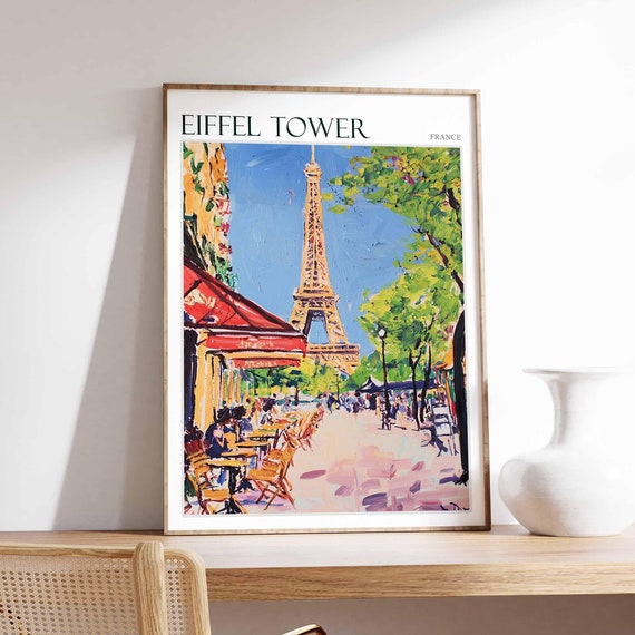 Eiffel Tower Poster Eiffel Tower Travel Print France Wall Art French Travel Print European Decor Paris Gift Paris Travel Poster