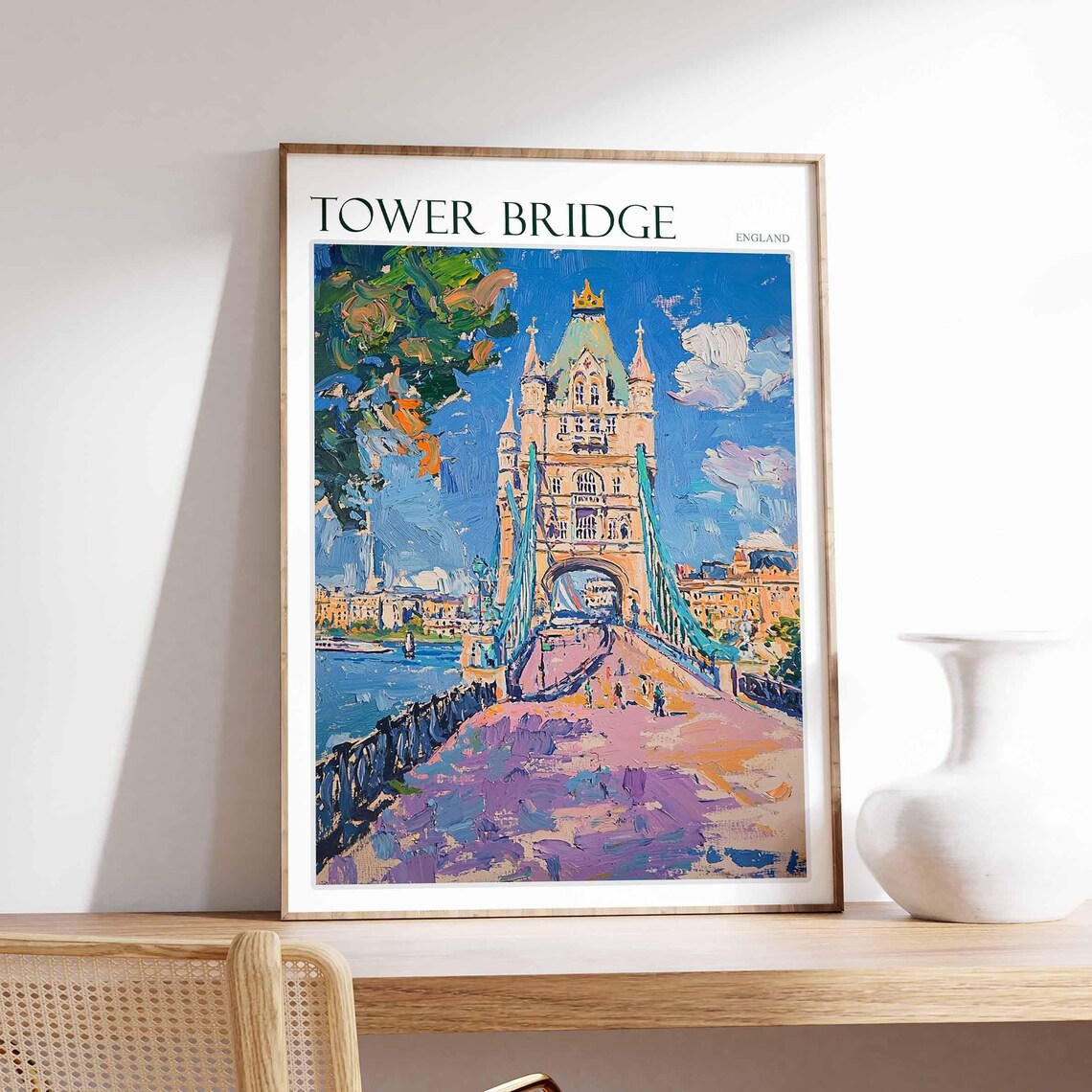 Tower Bridge Close Up Impressionist Bridge Walkway Art Poster