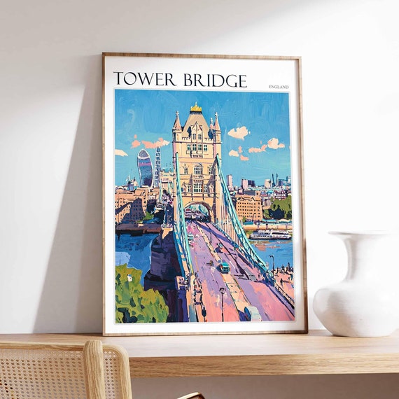 Tower Bridge Poster Tower Bridge Travel Print British Decor United Kingdom Travel Poster England Gift England Travel Poster