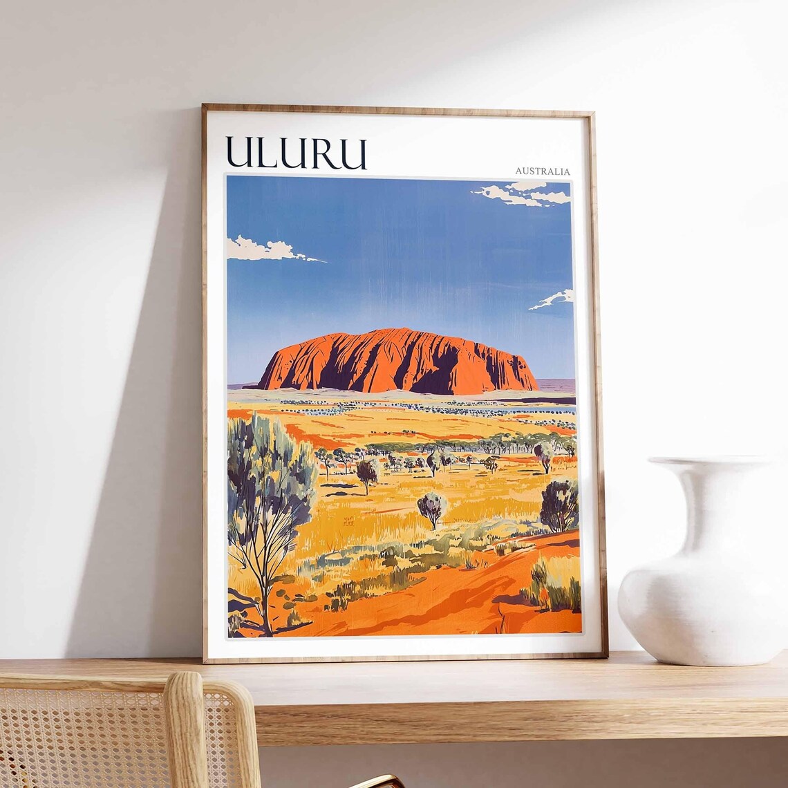 Uluru Australia Red Monolith Outback Plain Classic Scenic Travel Poster