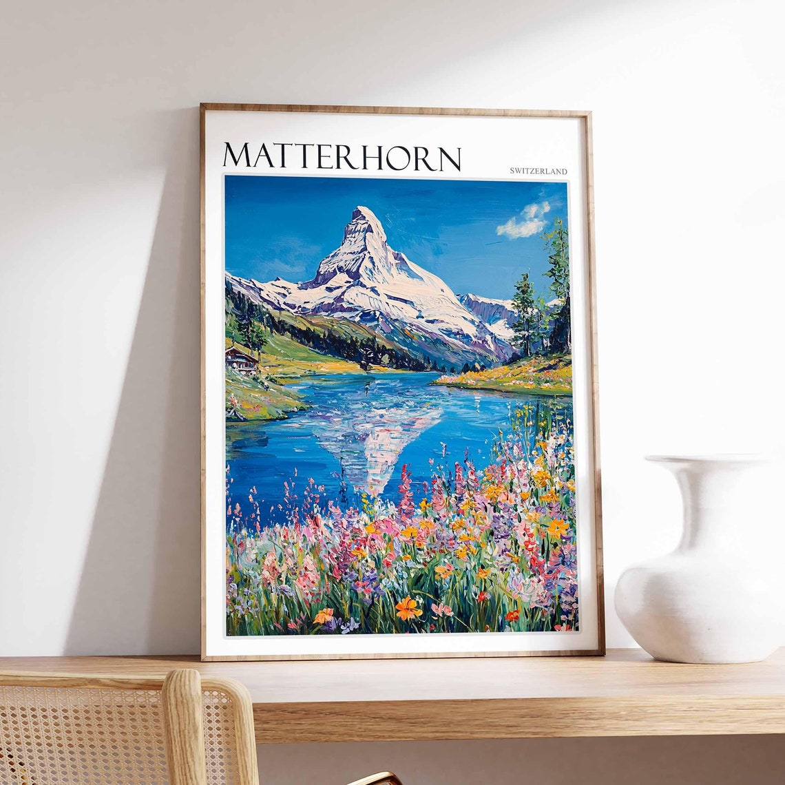 Matterhorn Poster Matterhorn Travel Print Swiss Decor Europe Travel Poster European Wall Art Switzerland Wall Art Mountain Poster