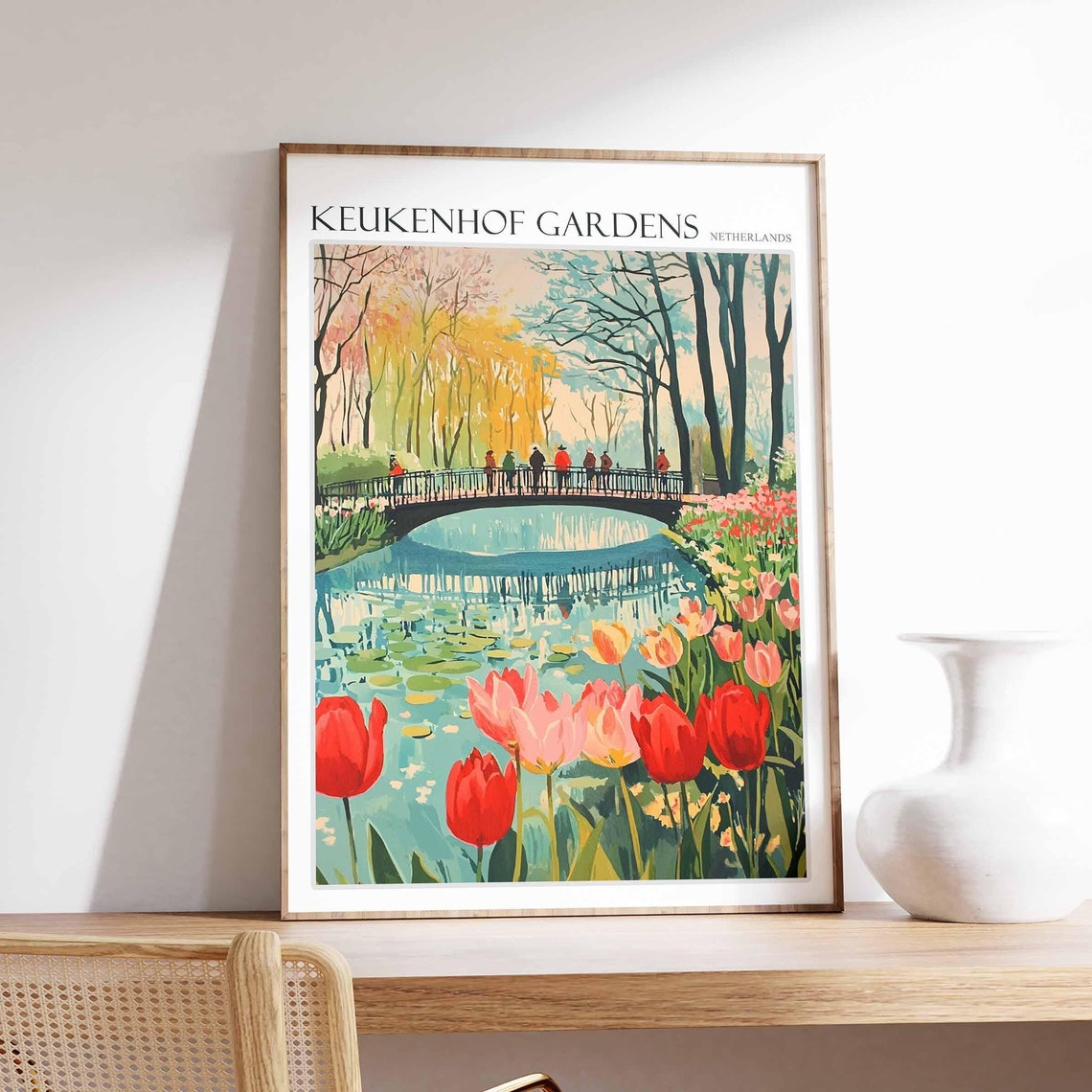 Keukenhof Gardens Poster Keukenhof Gardens Travel Print Netherlands Travel Poster Botanical Decor European Travel Print