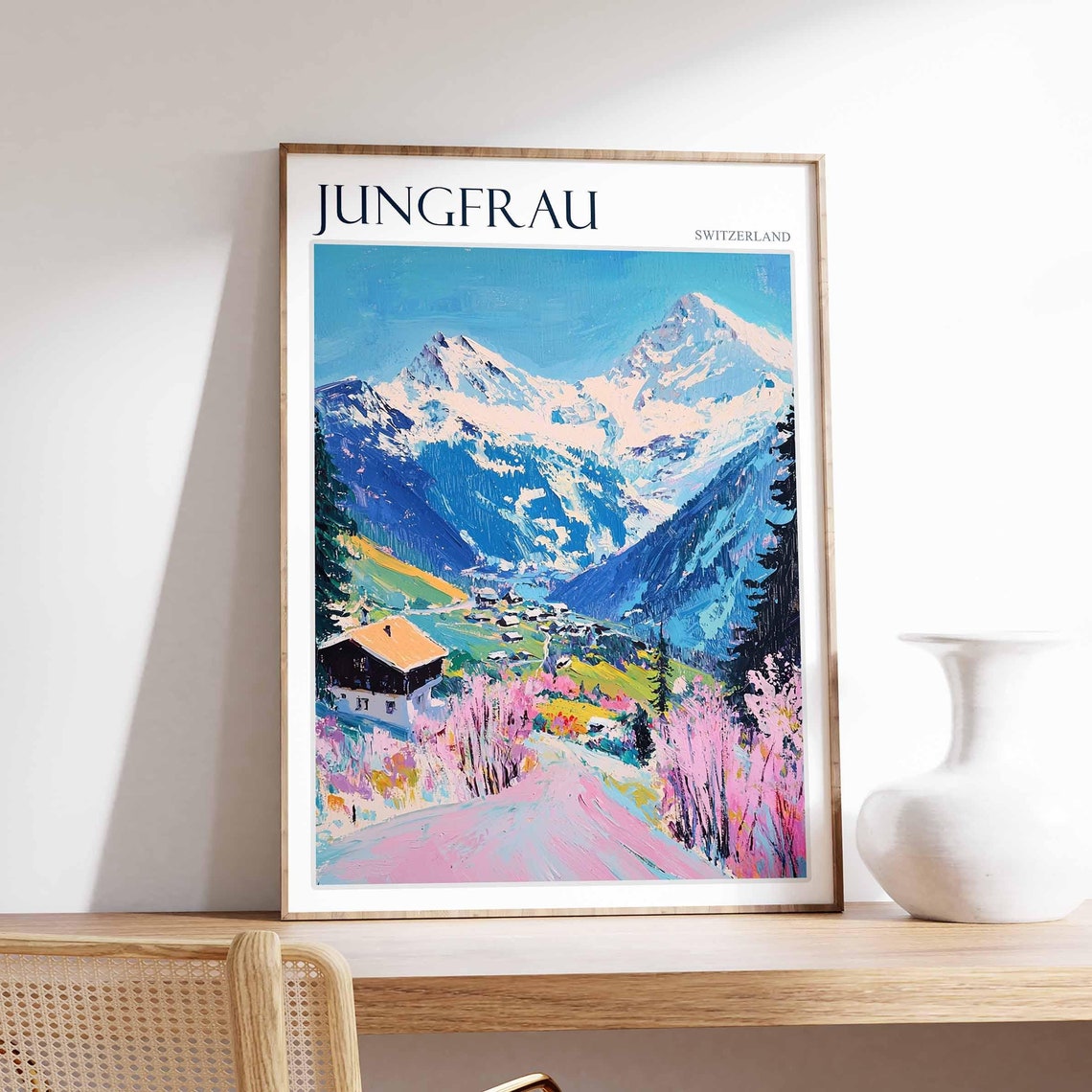 Jungfrau Poster Switzerland Travel Print Swiss Decor Europe Travel Poster European Wall Art Jungfrau Gift Jungfrau Travel Poster