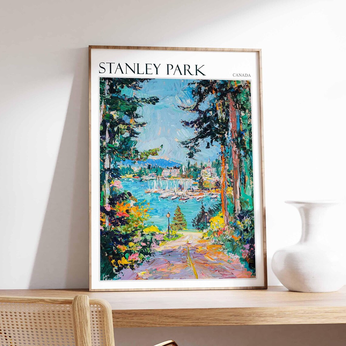 Stanley Park Travel Print, Canadian Botanical Decor