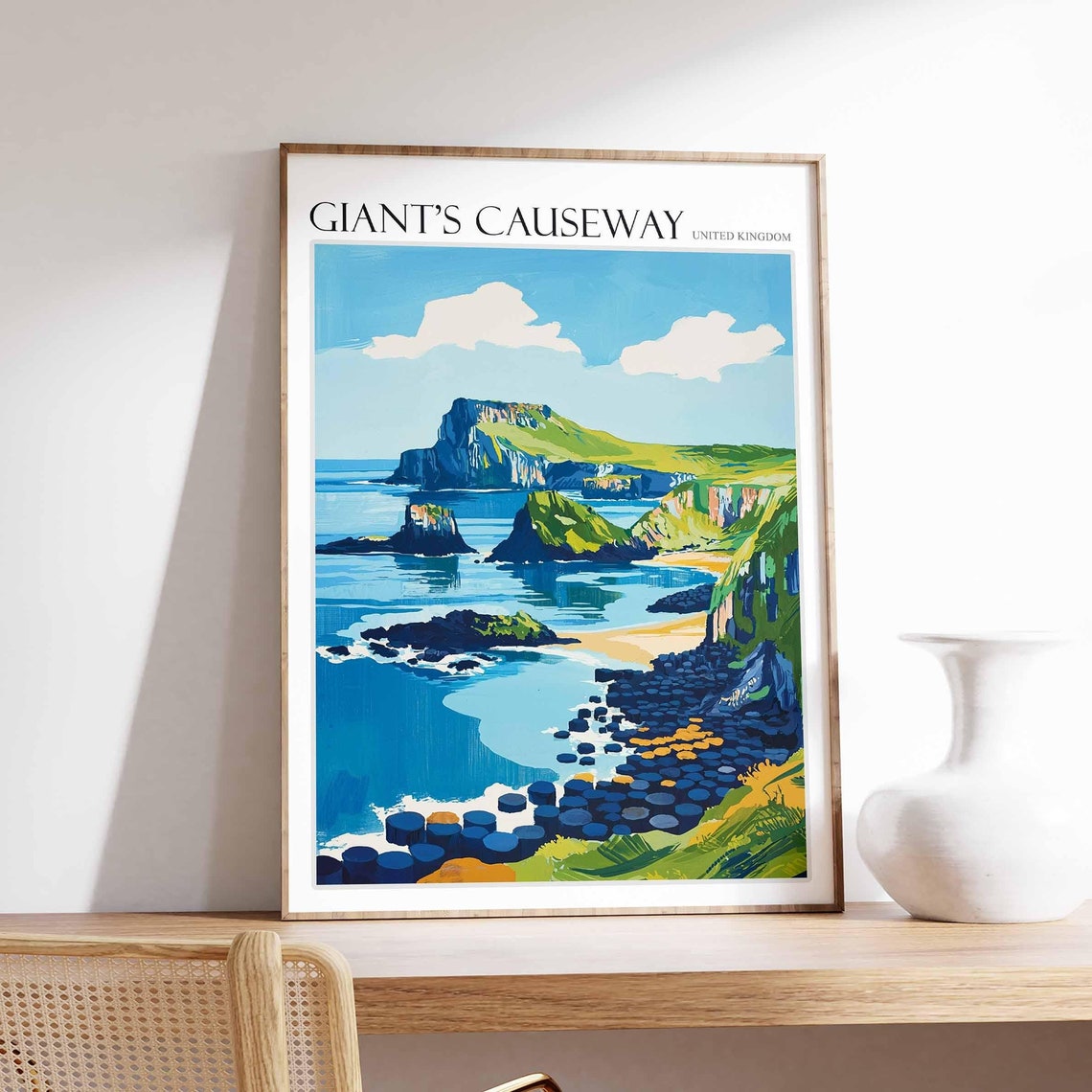 Giants Causeway Rocky Coastline Cliffs Scenic Seaside Art Poster