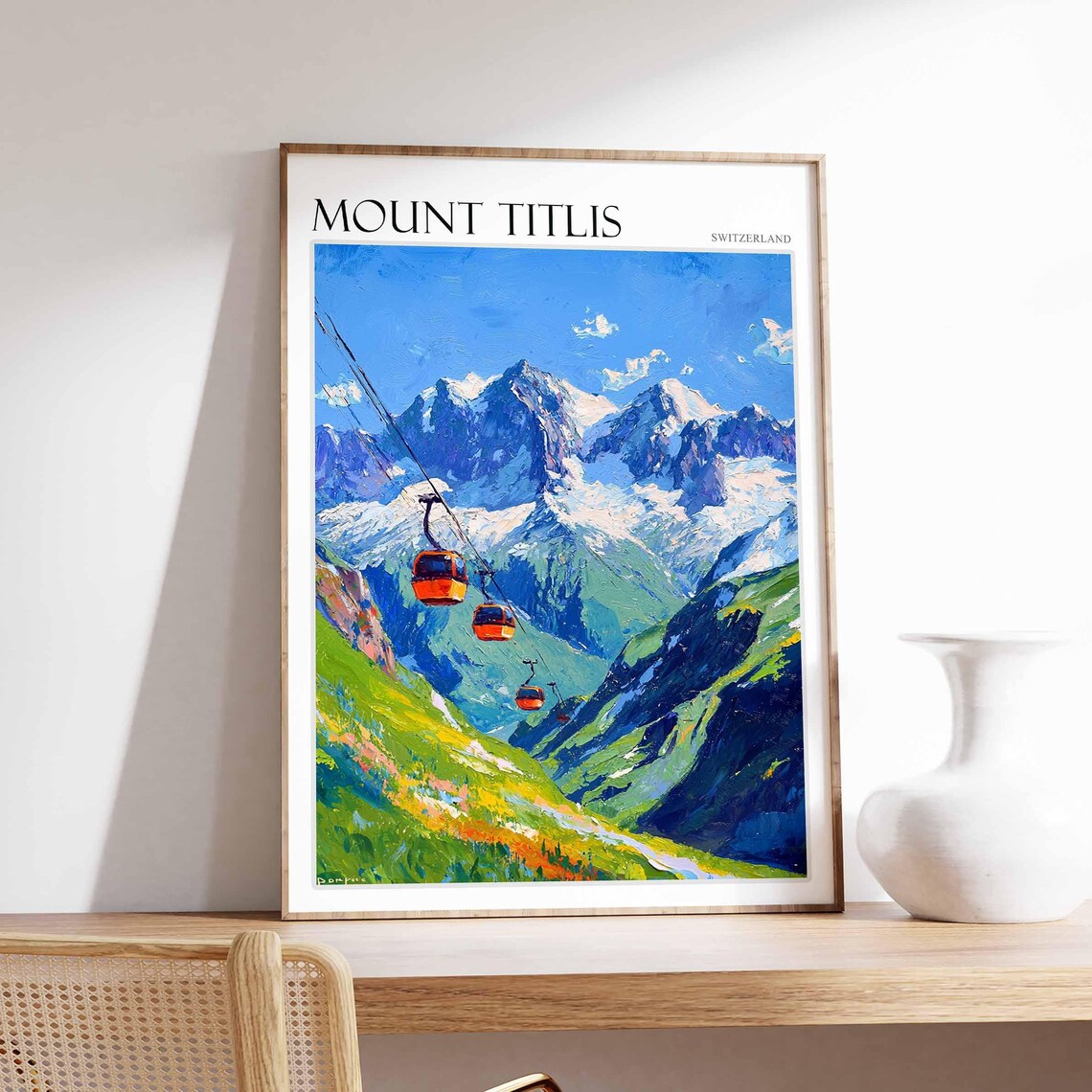 Mount Titlis Poster Mount Titlis Travel Print Swiss Decor Europe Travel Poster European Wall Art Switzerland Wall Art Mountain Poster