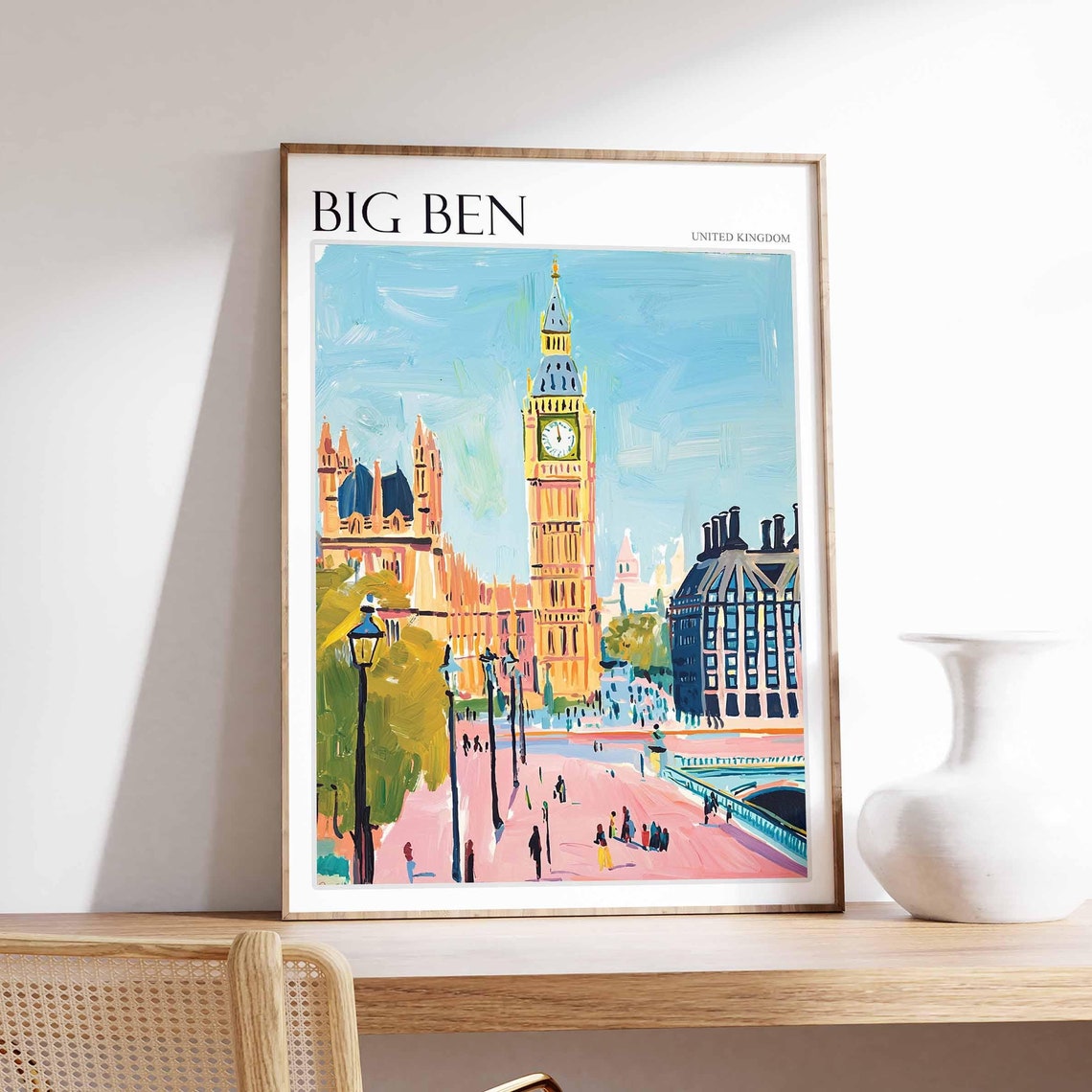 Big Ben Poster England Travel Print British Decor United Kingdom Travel Poster City Print Big Ben Gift Big Ben Travel Poster