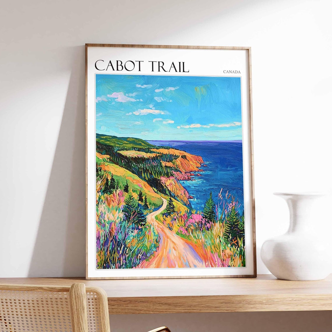 Cabot Trail Canada Colorful Wildflower Meadow Coastal Path Poster