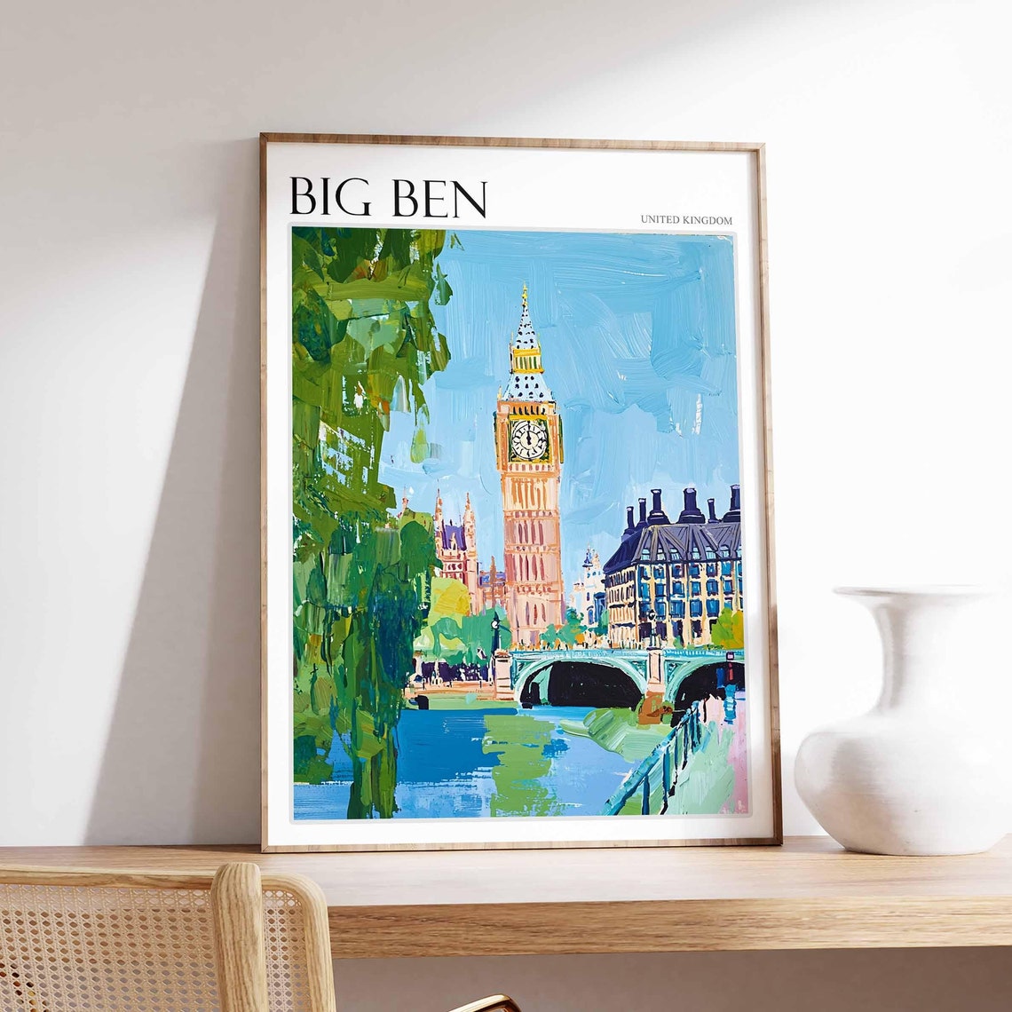 Big Ben Poster England Travel Print British Decor United Kingdom Travel Poster City Print Big Ben Gift Big Ben Travel Poster
