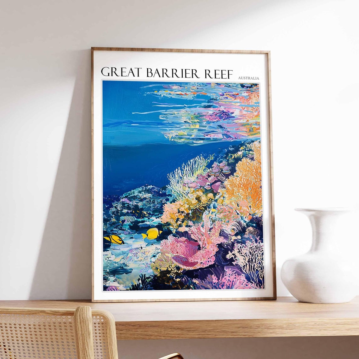 Great Barrier Reef Underwater Coral Scene Fish Australia Poster