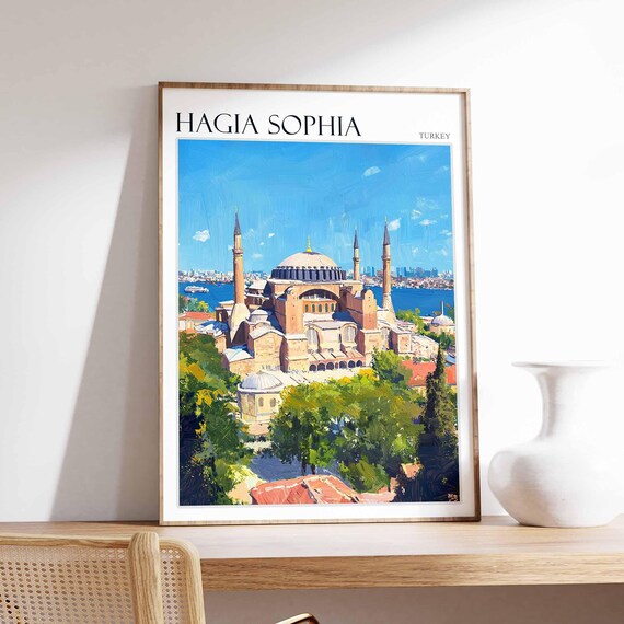 Hagia Sophia Poster Turkey Travel Print Islamic Wall Art Tropical Decor Botanical Print Turkey Gift Hagia Sophia Wall Art