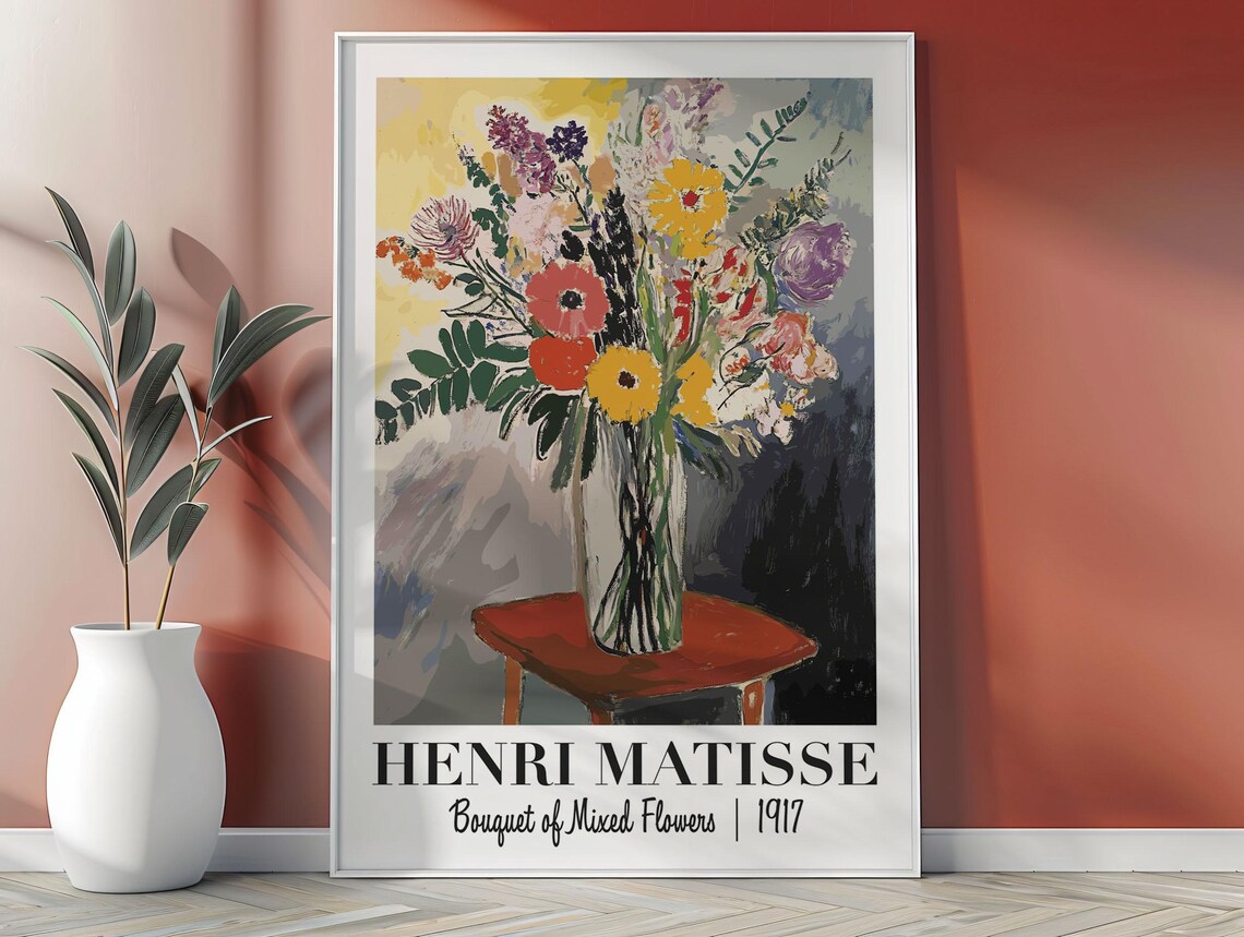 Henri Matisse Bouquet of Mixed Flowers 1917 Colorful Art Poster