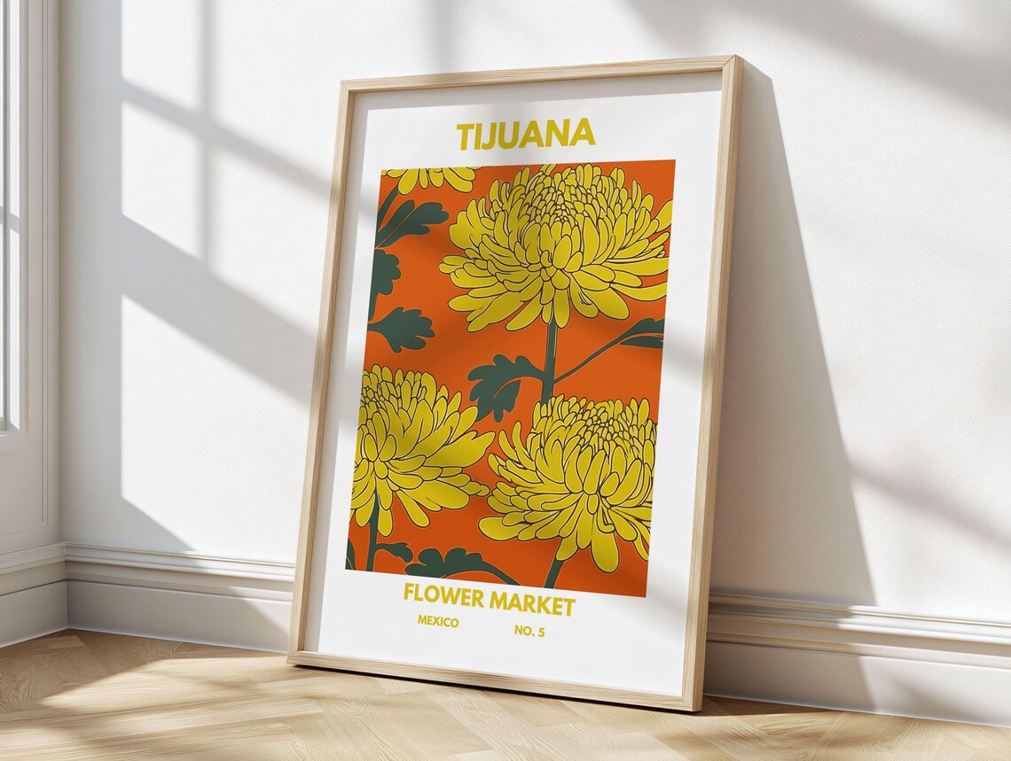 Bright Tijuana Flower Market Mexico No 5 Chrysanthemum Poster