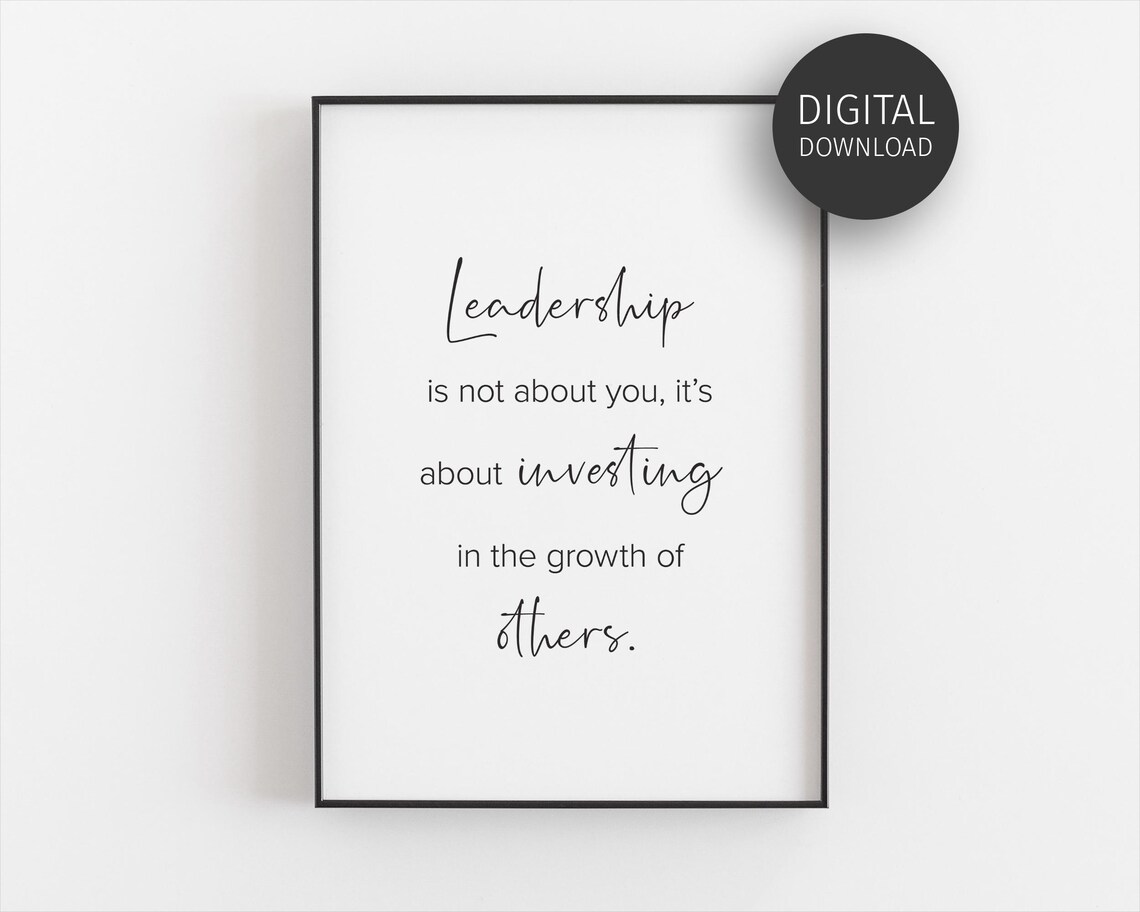 Leadership Investing In Growth Minimal Script Quote Office Print
