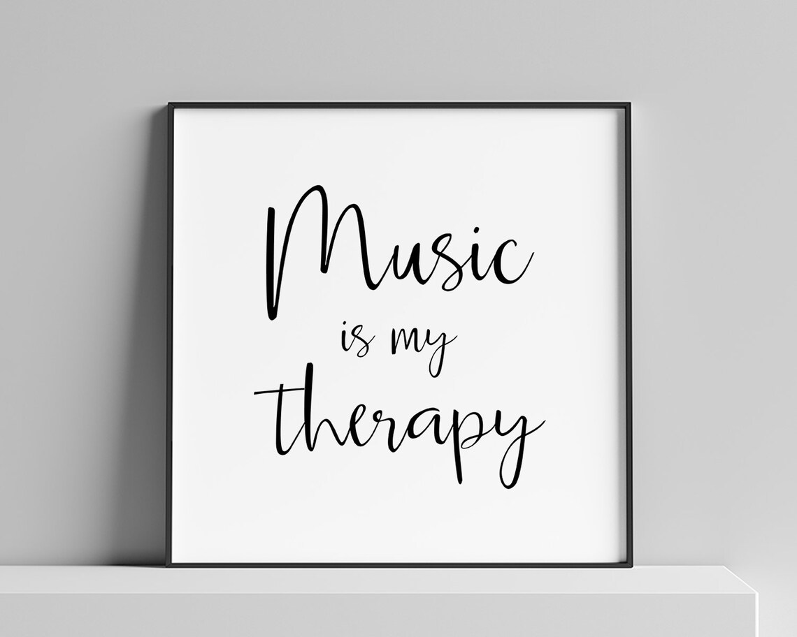 Music Is My Therapy Calligraphy Script Music Lovers Quote Poster - Image 2