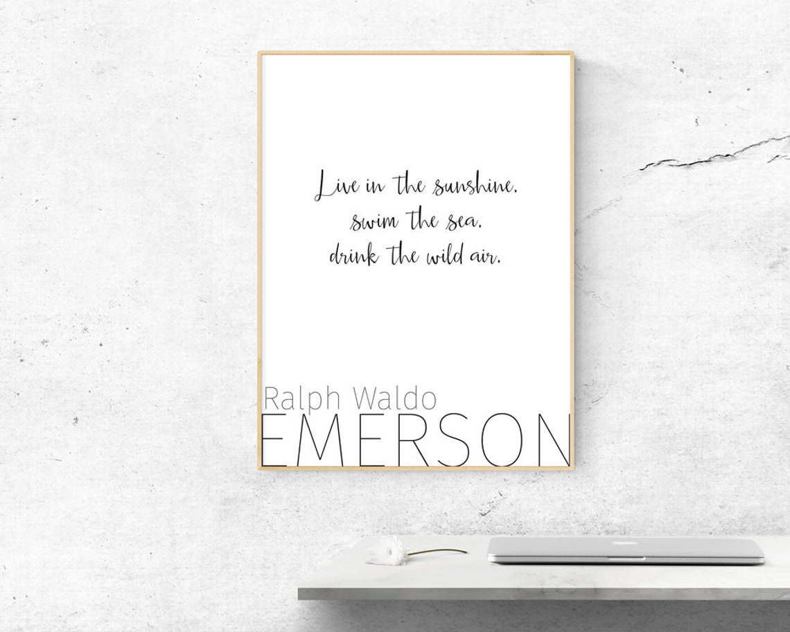 Ralph Waldo Emerson Live In The Sunshine Script Quote Poster - Image 2
