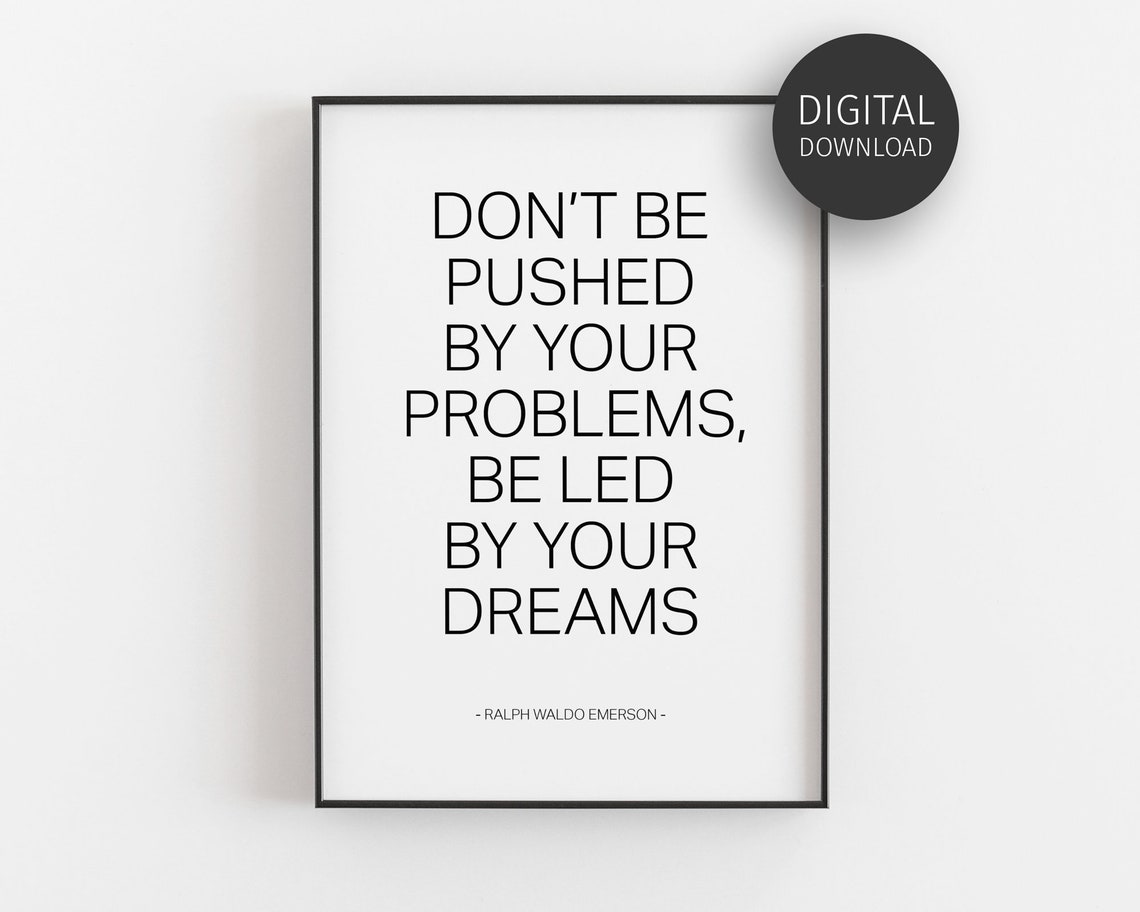 Be Led by Your Dreams Emerson Quote Motivational Typography Poster