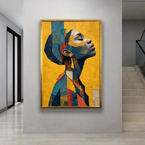 Cubist African Woman Portrait Poster Colorful Geometric Abstract Art