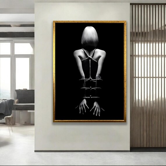 Figure in Rope Artistic Black and White Fine Art Photo Poster