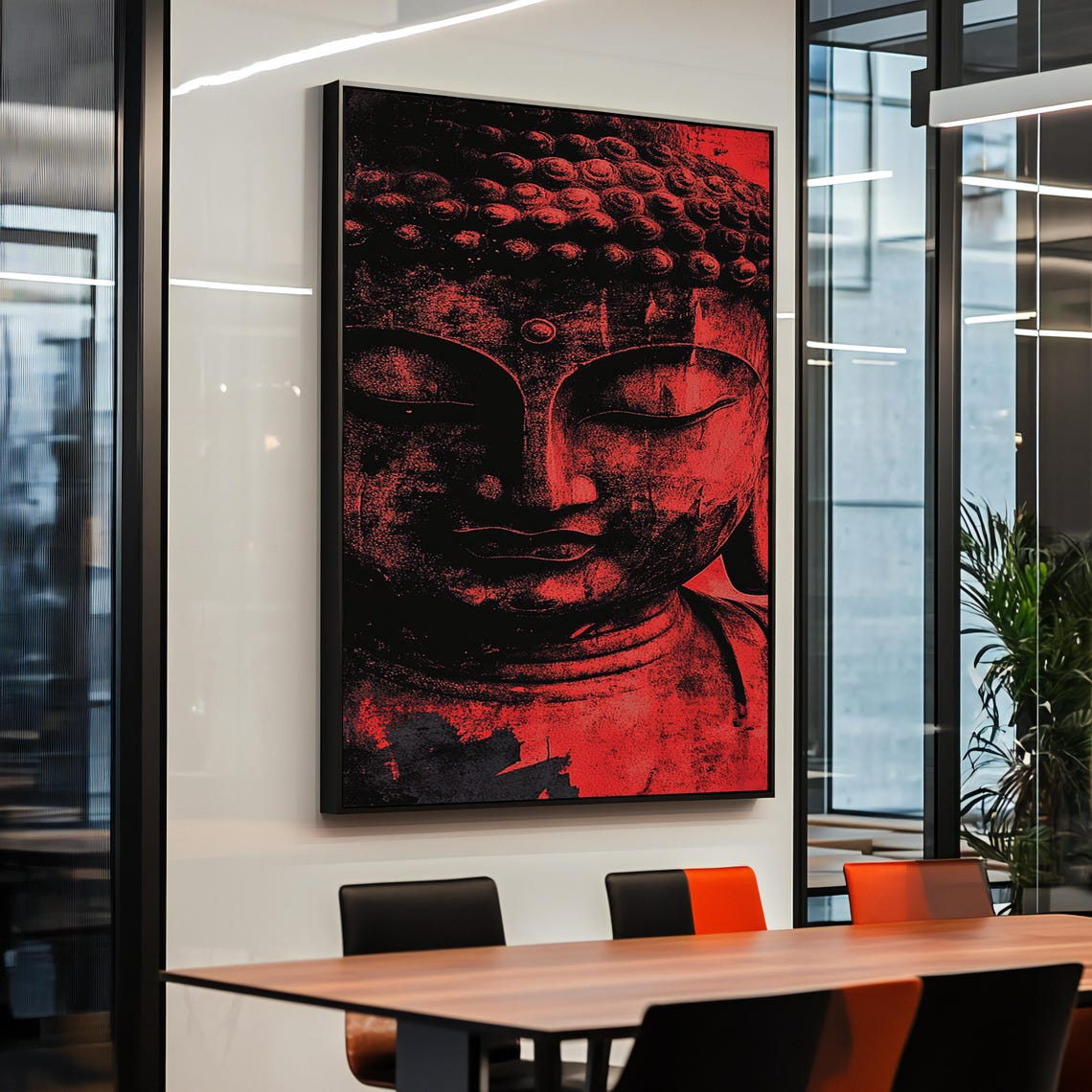 Framed Buddha Art Print Red And Black Spiritual Wall Decor