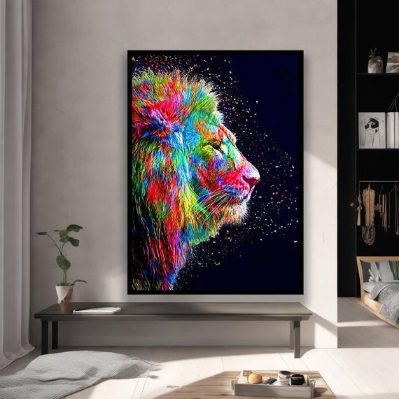 Lion Art Print Modern Abstract Animal Canvas
