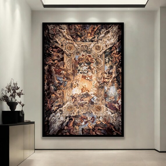Baroque Heavenly Ceiling Fresco Angels Ascending Religious Art Poster