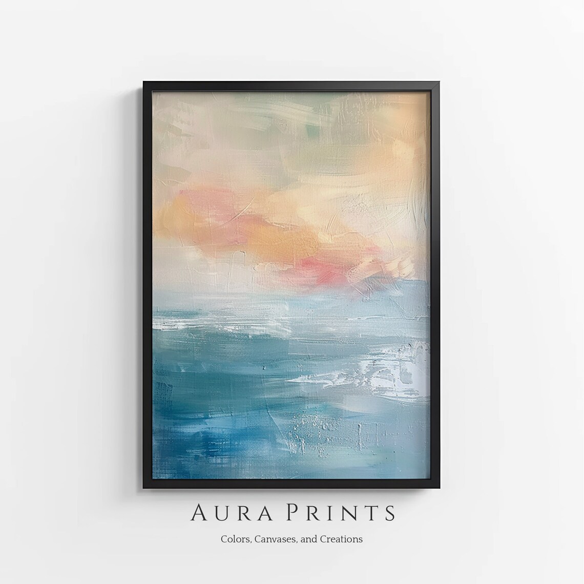 Sunrise Coastal Abstract Art Vintage Wall Oceanhouse Style Decor Gift 1019