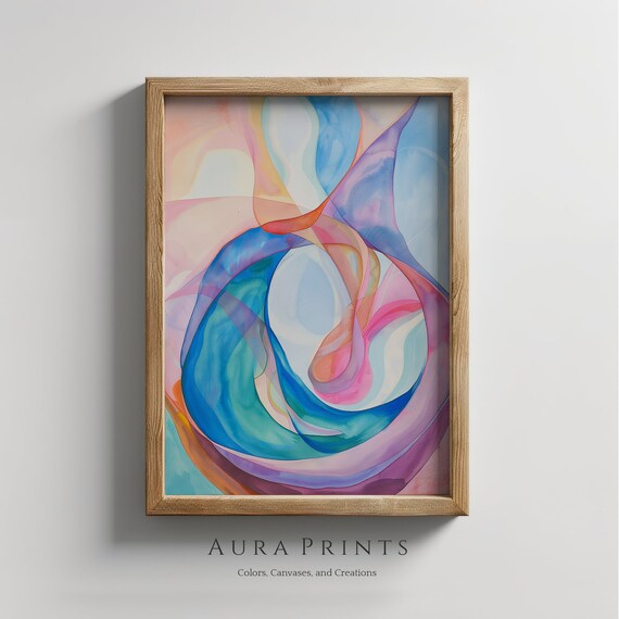 Vivid Helix Georgia Okeeffe Derived Modern Abstract Art Colorful Whorls Painting Vibrant Artistic Expression 00050