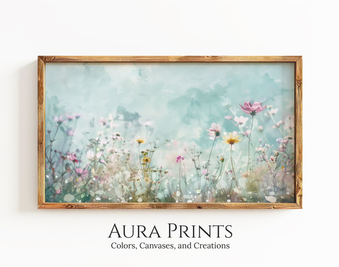 Spring Wildflower Garden Soft Pastel Watercolor Floral Art Poster