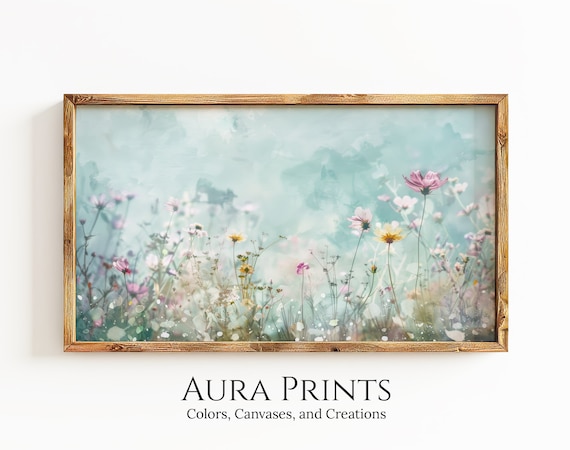 Spring Wildflower Garden Soft Pastel Watercolor Floral Art Poster