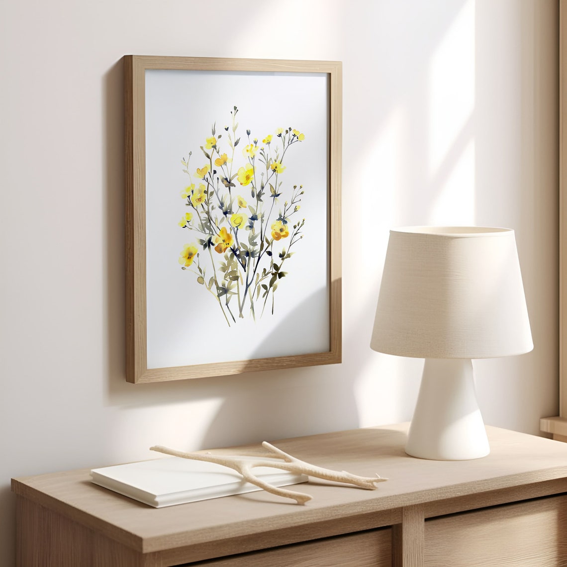 Yellow Wildflowers Watercolor Botanical Minimalist Floral Poster - Image 7