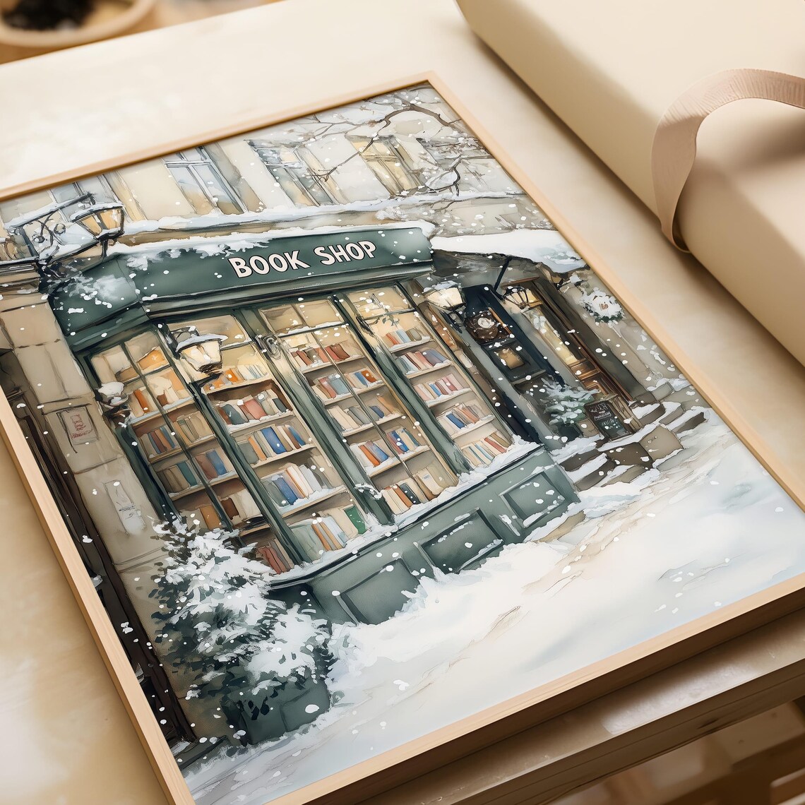 Winter Book Shop New York Art Print, Bookish Christmas Decor - Image 6