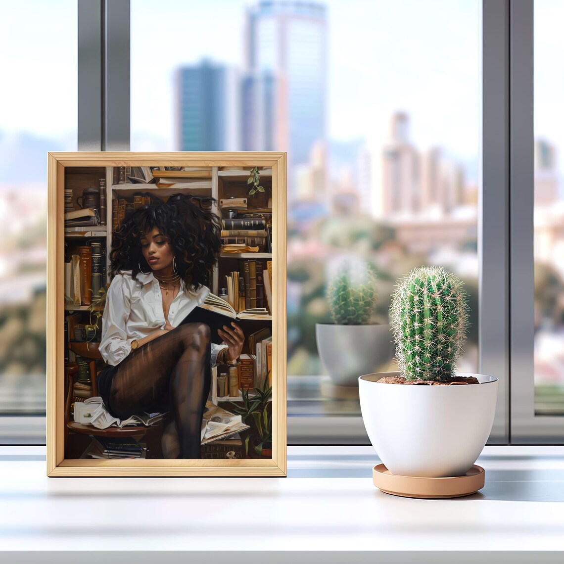 Black Woman Reading Art Print, Library Decor - Image 2