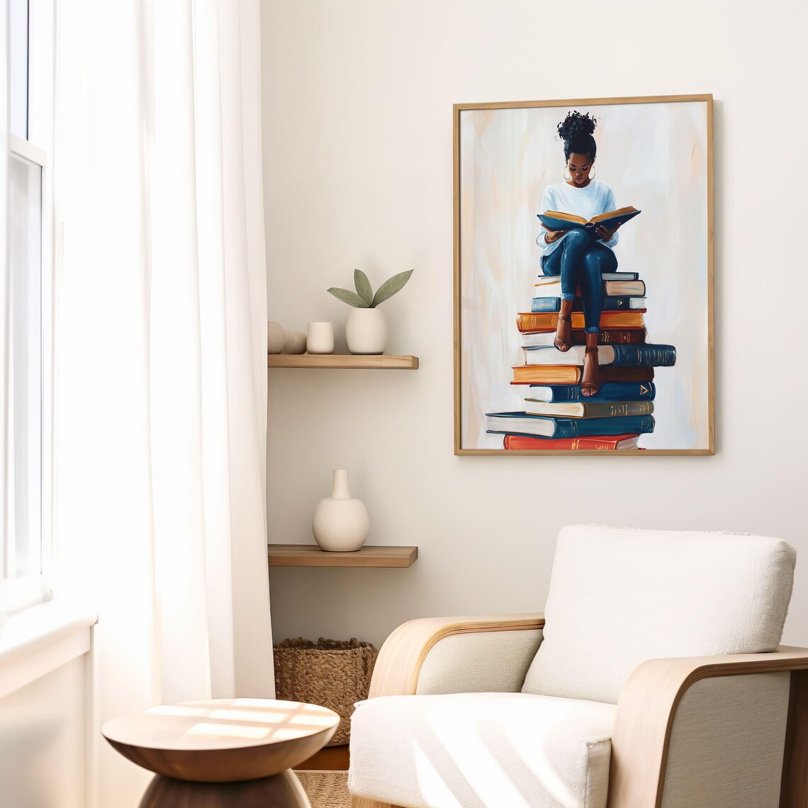 Black Woman Reading Book Art Print, Bookish Decor - Image 5