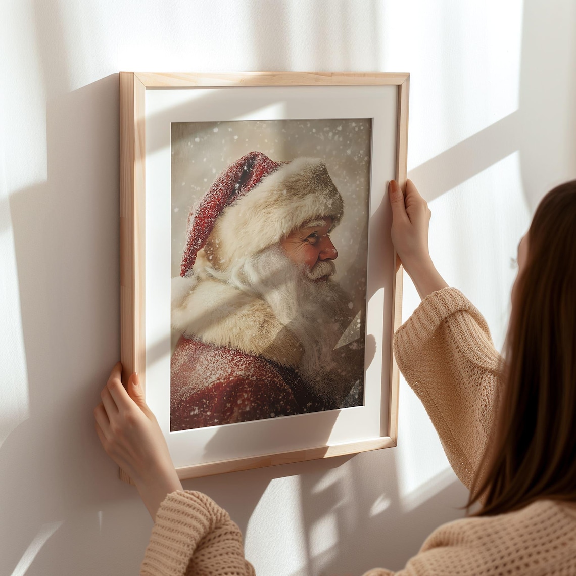 Vintage Santa Claus Holiday Art Print, Retro Decor - Image 5