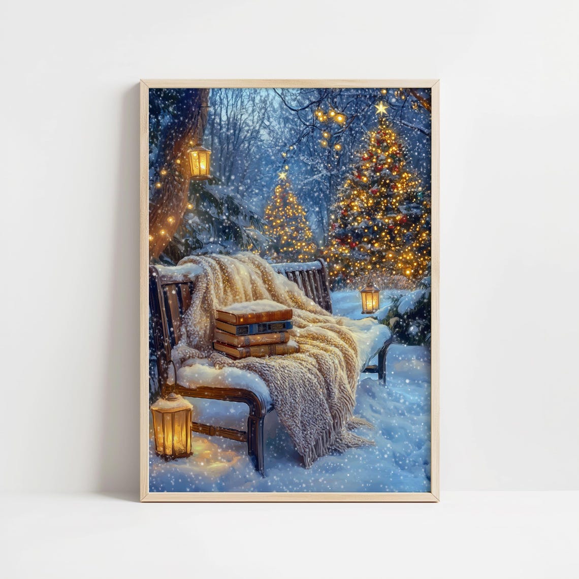 Cozy Christmas Book Lover Snowy Outdoor Winter Reading Nook Poster - Image 8