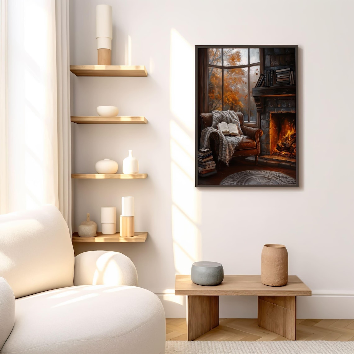 Cozy Autumn Reading Nook Art Print, Rustic Decor - Image 7