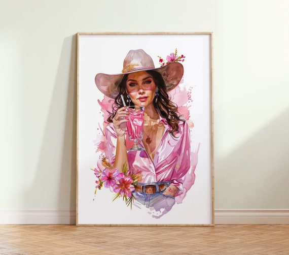 Cowgirl Watercolor Art Print Wall Art