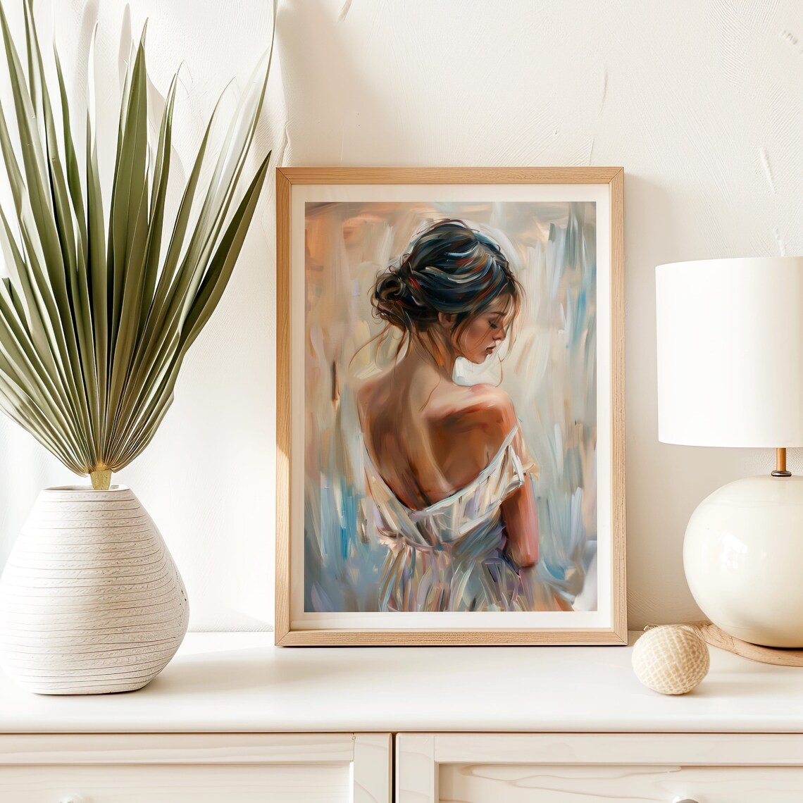 Soft Oil Painting Of Woman Feminine Modern Gallery Art Poster - Image 8