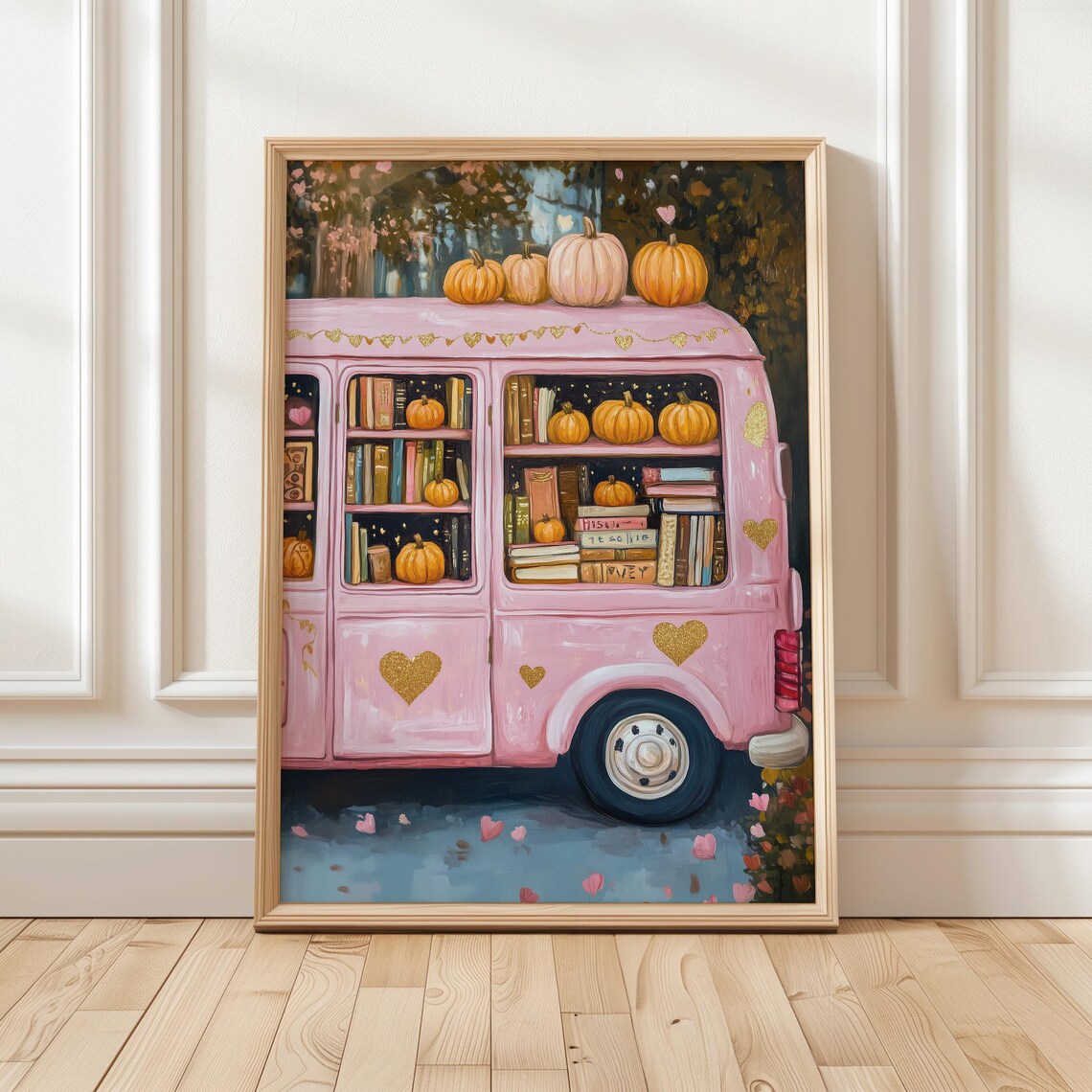 Pumpkin And Books Fall Art Print, Bookish Autumn Decor